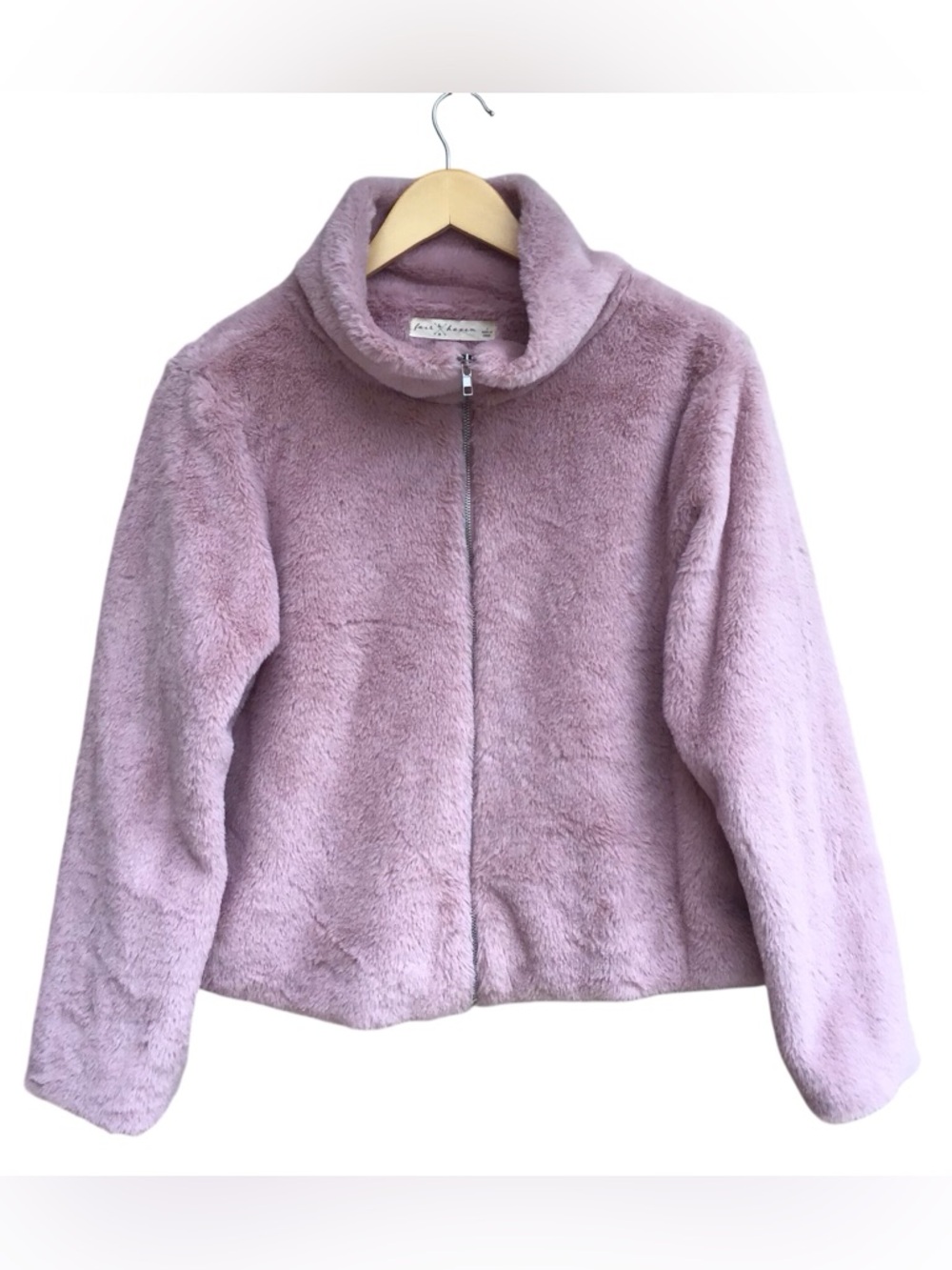Fair Haven Blush Pink Faux Fur High Neck Zippered Jacket NEW